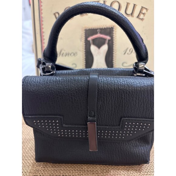 Danielle Nicole Black Faux Leather Small Studded Bag Top Handle & Crossbody - Picture 7 of 16